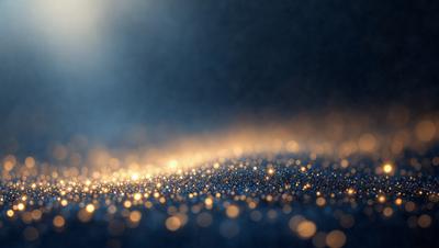 The primary subject of the image is a close-up of a blue surface with a pattern of yellow dots. The setting appears to be a dark room, and the visual style is a photo. The dominant colors are blue and yellow, creating a mood of calmness and tranquility.